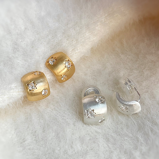 スターマットフープイヤリング【ノンホール(スプリングタイプ)】