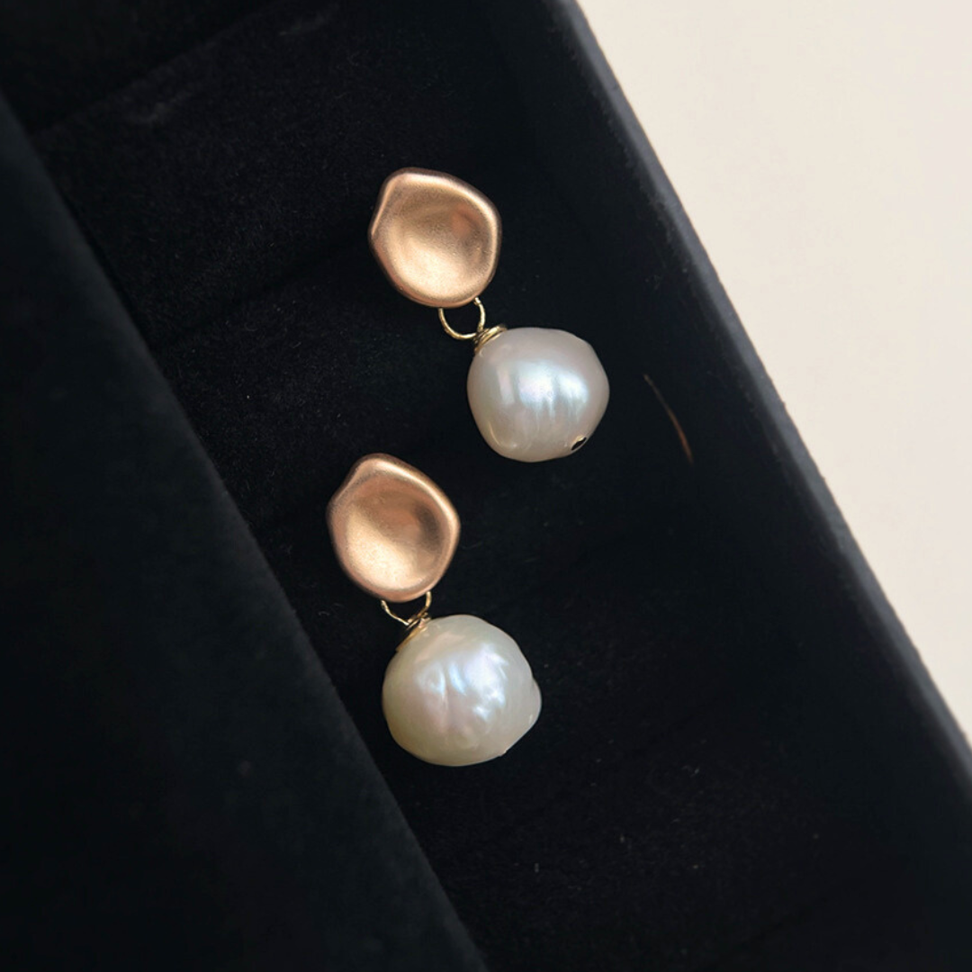 【予約販売|10/30(木)〜発送】ニュアンスプレート&バロックパール イヤリング【ノンホール(スプリングタイプ)】