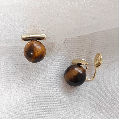 【新作｜4/26(日)〜】タイガーアイストーンイヤリング（ノンホールタイプフラットタイプ）