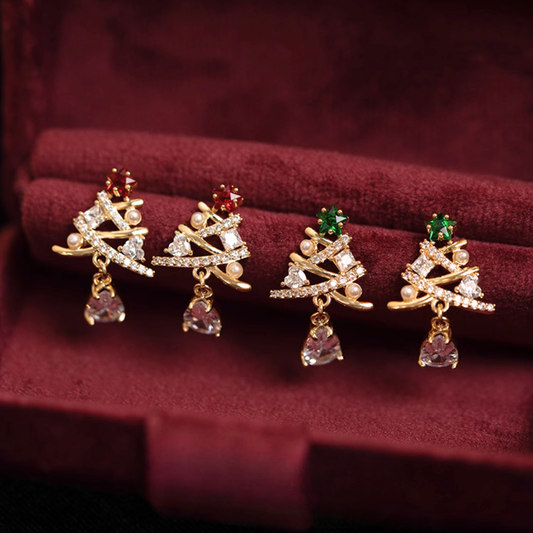 【新作｜12/14(日)〜】クリスマスツリージュエルイヤリング【ノンホール（フラットタイプ）】