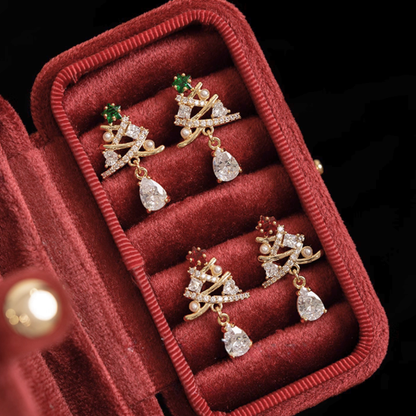 【新作｜12/14(日)〜】クリスマスツリージュエルイヤリング【ノンホール（フラットタイプ）】