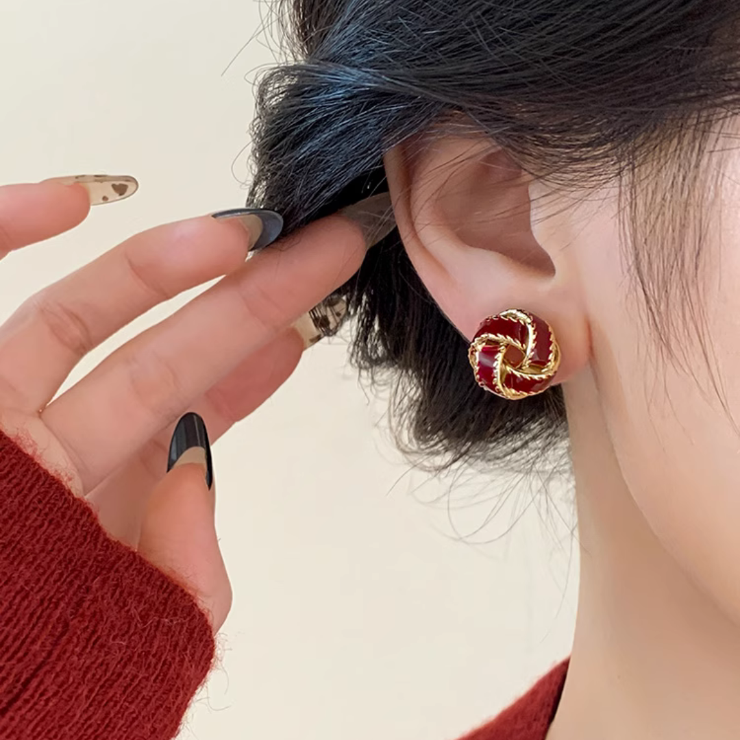 【新作｜12/14(日)〜】ツイストノットエナメルイヤリング【ノンホール（フラットタイプ）】