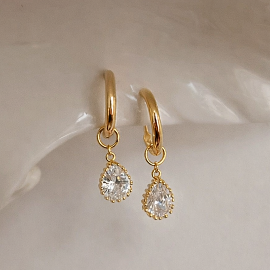 【新作｜3/25(水)〜】ドロップストーンイヤリング【ノンホール（フラットタイプ）】