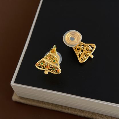 【新作｜12/14(日)〜】ゴールドクリスマスツリーイヤリング【ノンホール（フラットタイプ）】