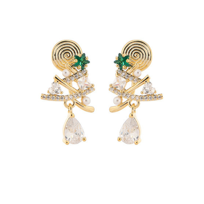 【新作｜12/14(日)〜】クリスマスツリージュエルイヤリング【ノンホール（フラットタイプ）】