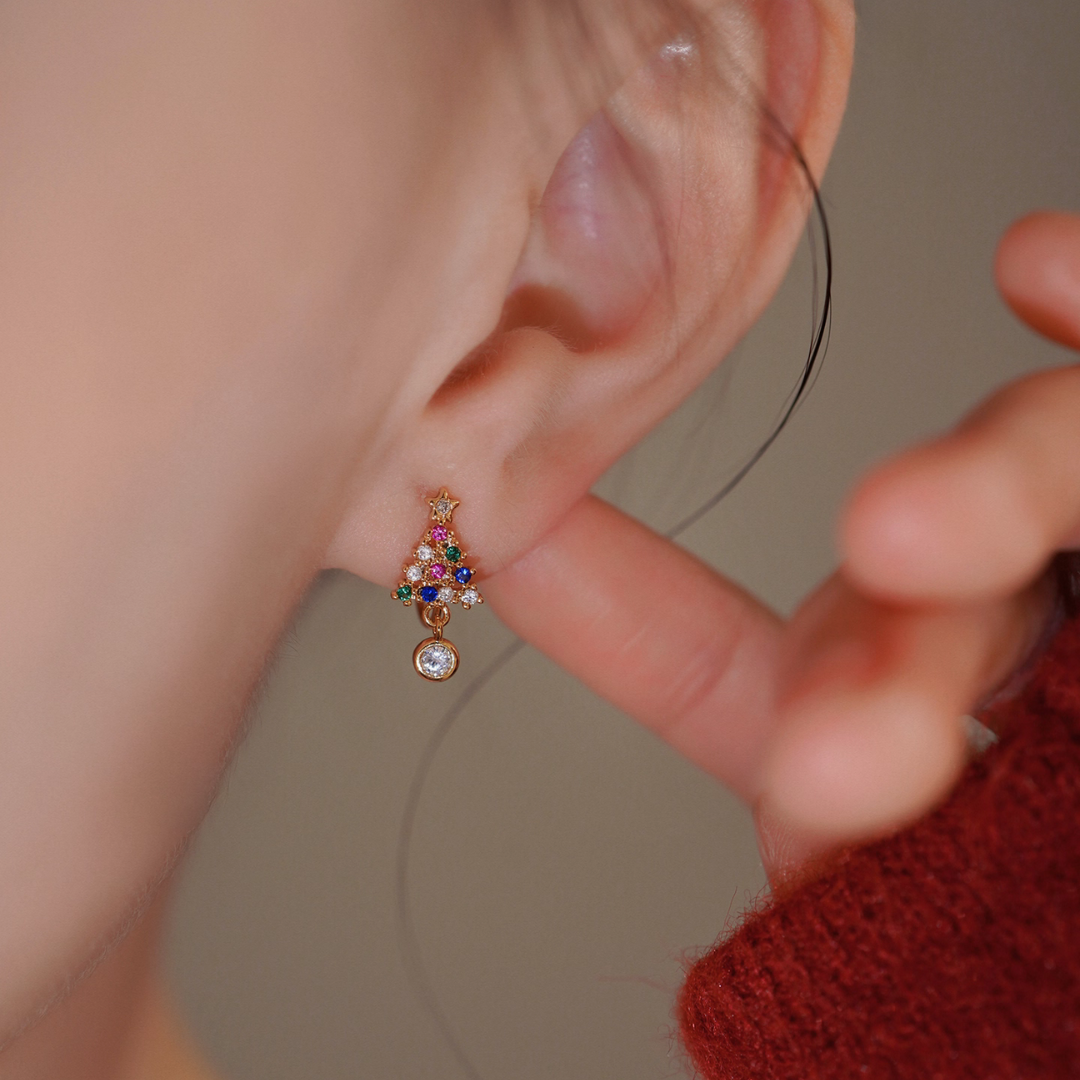 【新作｜12/14(日)〜】カラーストーンミニツリーイヤリング【ノンホール（フラットタイプ）】