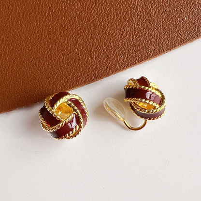 【新作｜12/14(日)〜】ツイストノットエナメルイヤリング【ノンホール（フラットタイプ）】