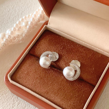 ムーン×パール イヤリング【ノンホール（フラットタイプ）】