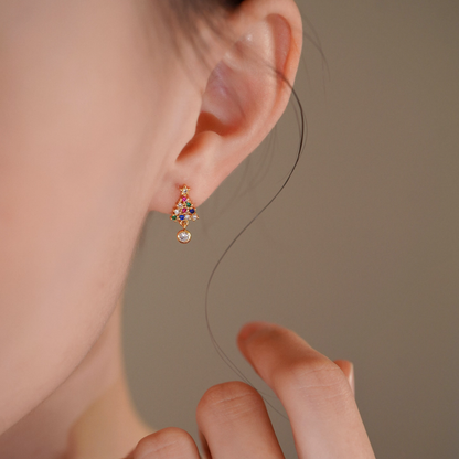 【新作｜12/14(日)〜】カラーストーンミニツリーイヤリング【ノンホール（フラットタイプ）】