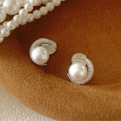 ムーン×パール イヤリング【ノンホール（フラットタイプ）】