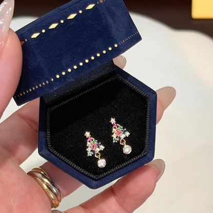 【新作｜12/14(日)〜】カラーストーンミニツリーイヤリング【ノンホール（フラットタイプ）】