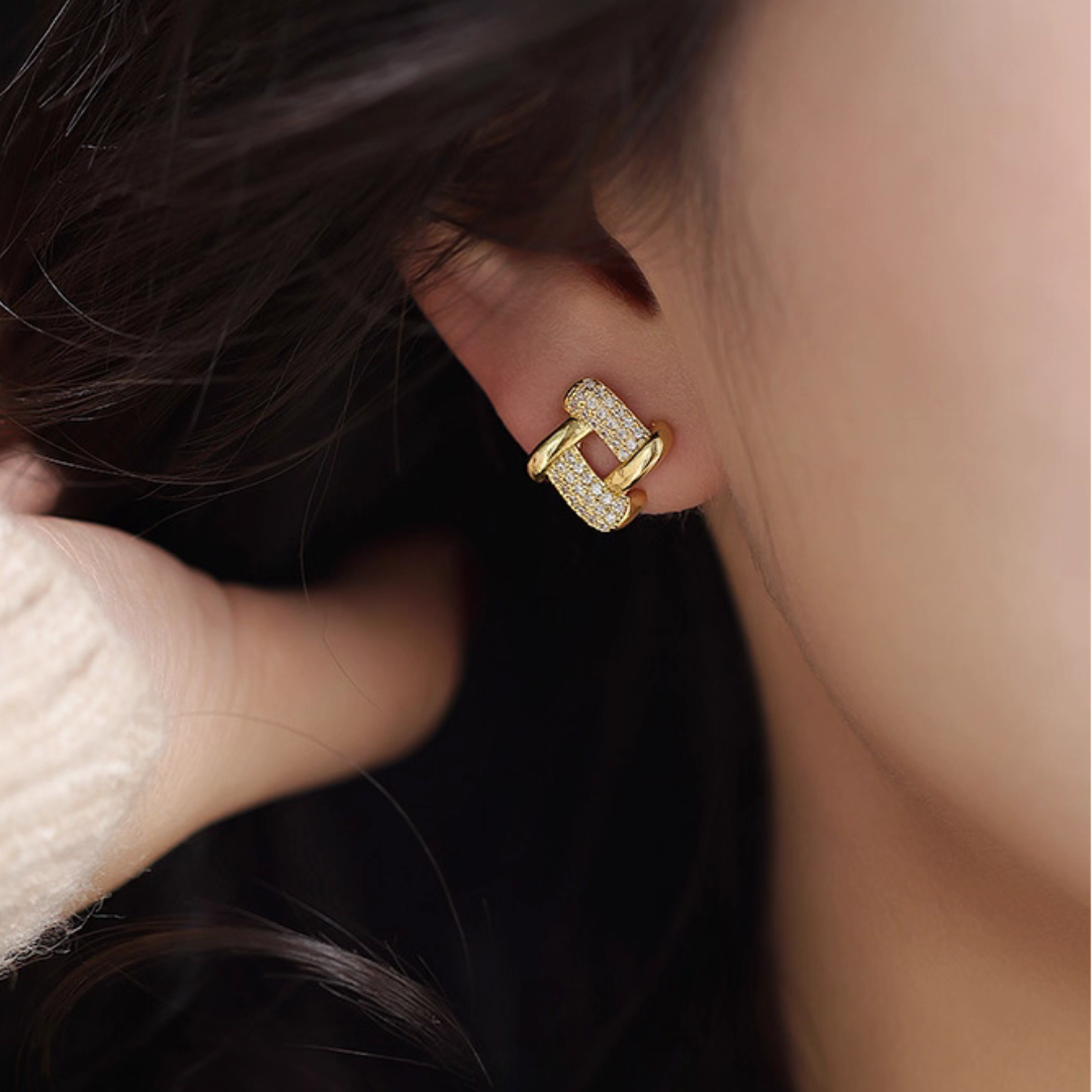 【新作｜12/3(月)〜】クロスチェーンイヤリング【ノンホール（フラットタイプ）】