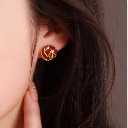 【新作｜12/14(日)〜】ツイストノットエナメルイヤリング【ノンホール（フラットタイプ）】