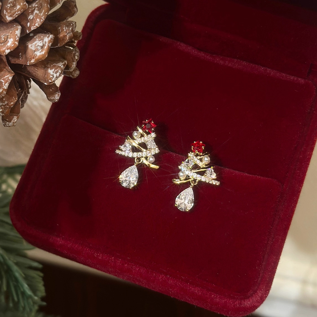 【新作｜12/14(日)〜】クリスマスツリージュエルイヤリング【ノンホール（フラットタイプ）】