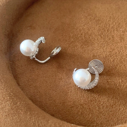 ムーン×パール イヤリング【ノンホール（フラットタイプ）】