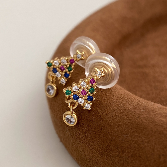 【新作｜12/14(日)〜】カラーストーンミニツリーイヤリング【ノンホール（フラットタイプ）】