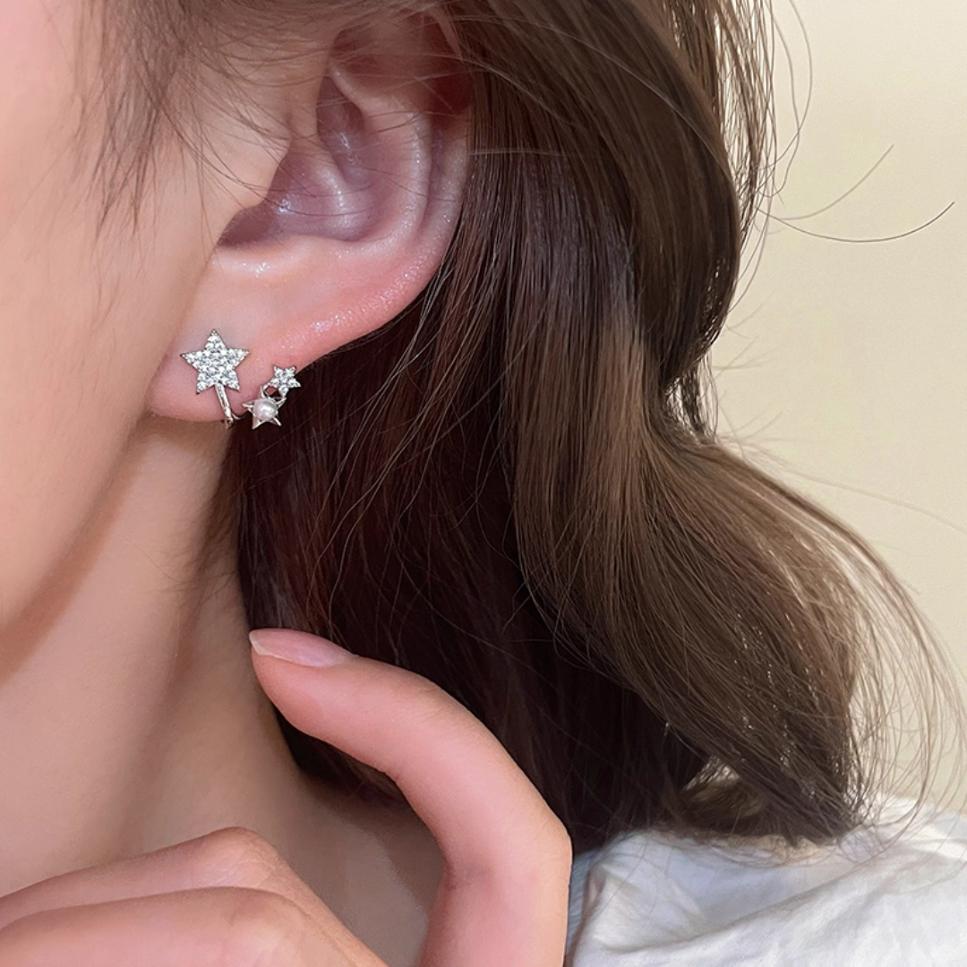 トリプルスターパールイヤリング【ノンホール（フラットタイプ）】