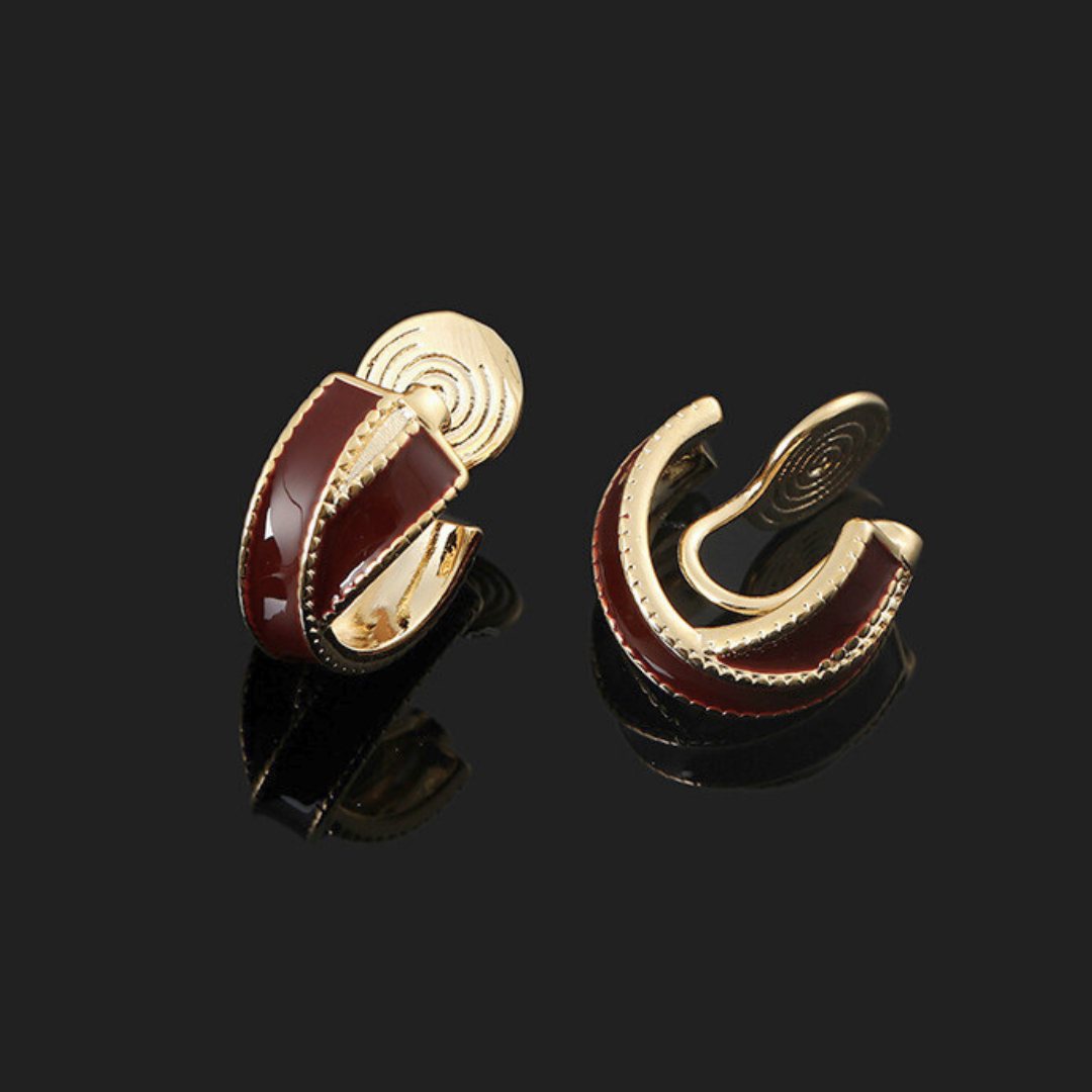 【新作｜12/14(日)〜】ワインレッドクロスイヤリング【ノンホール（フラットタイプ）】