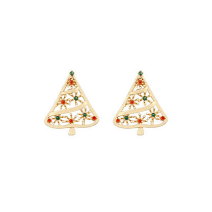 【新作｜12/14(日)〜】ゴールドクリスマスツリーイヤリング【ノンホール（フラットタイプ）】
