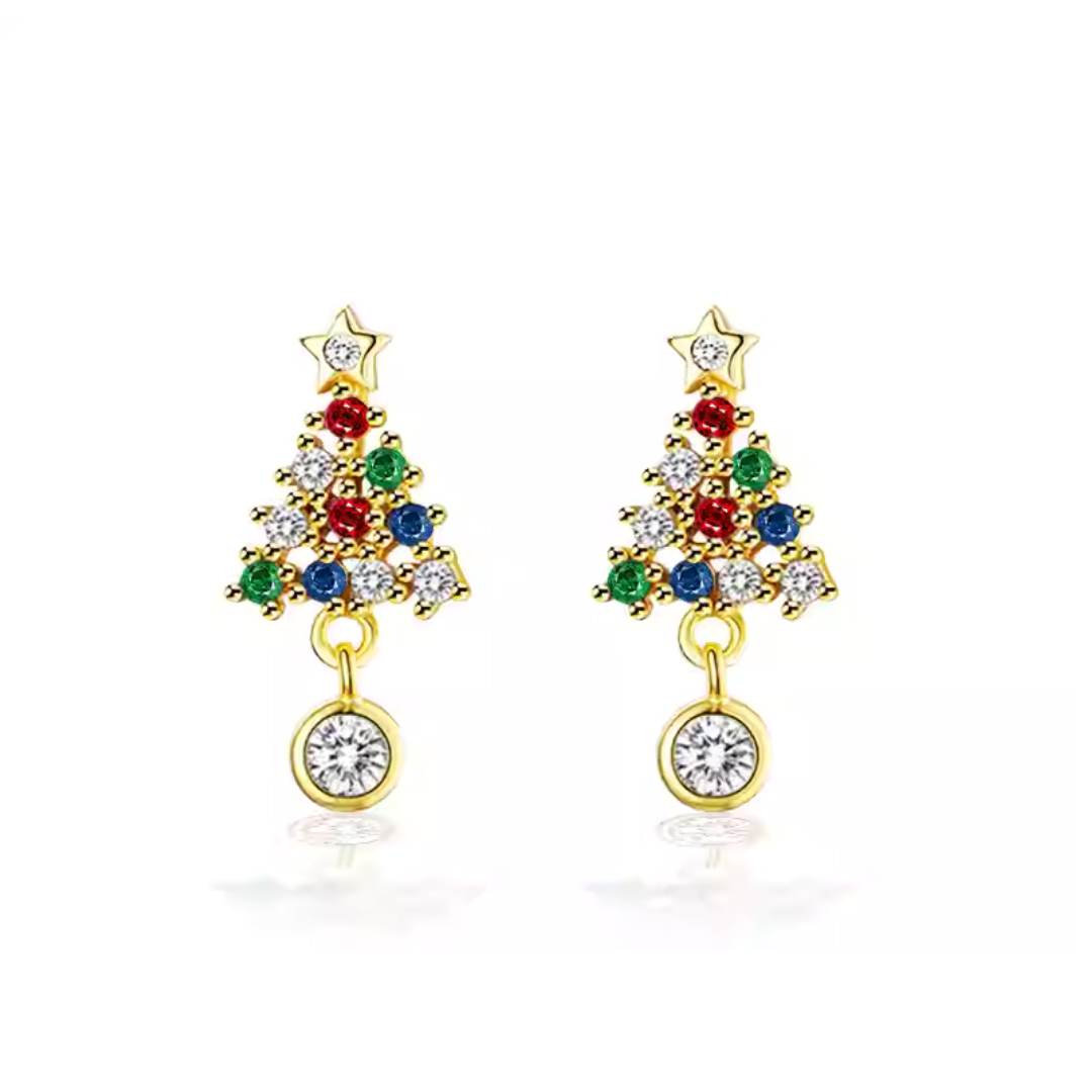 【新作｜12/14(日)〜】カラーストーンミニツリーイヤリング【ノンホール（フラットタイプ）】