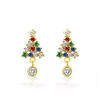 【新作｜12/14(日)〜】カラーストーンミニツリーイヤリング【ノンホール（フラットタイプ）】