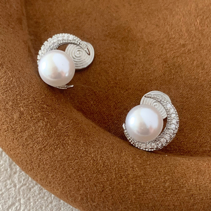 ムーン×パール イヤリング【ノンホール（フラットタイプ）】