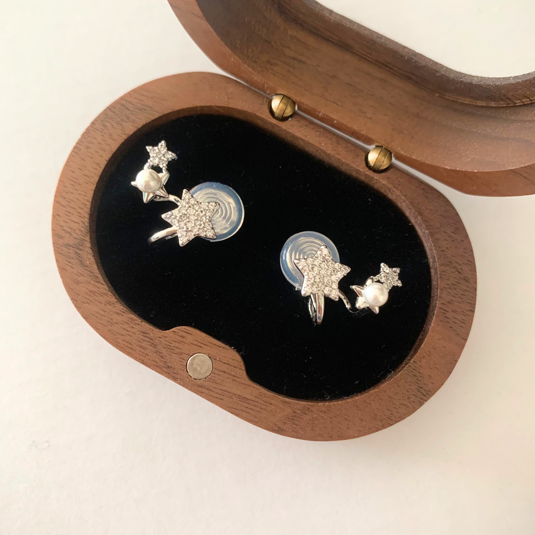 トリプルスターパールイヤリング【ノンホール（フラットタイプ）】