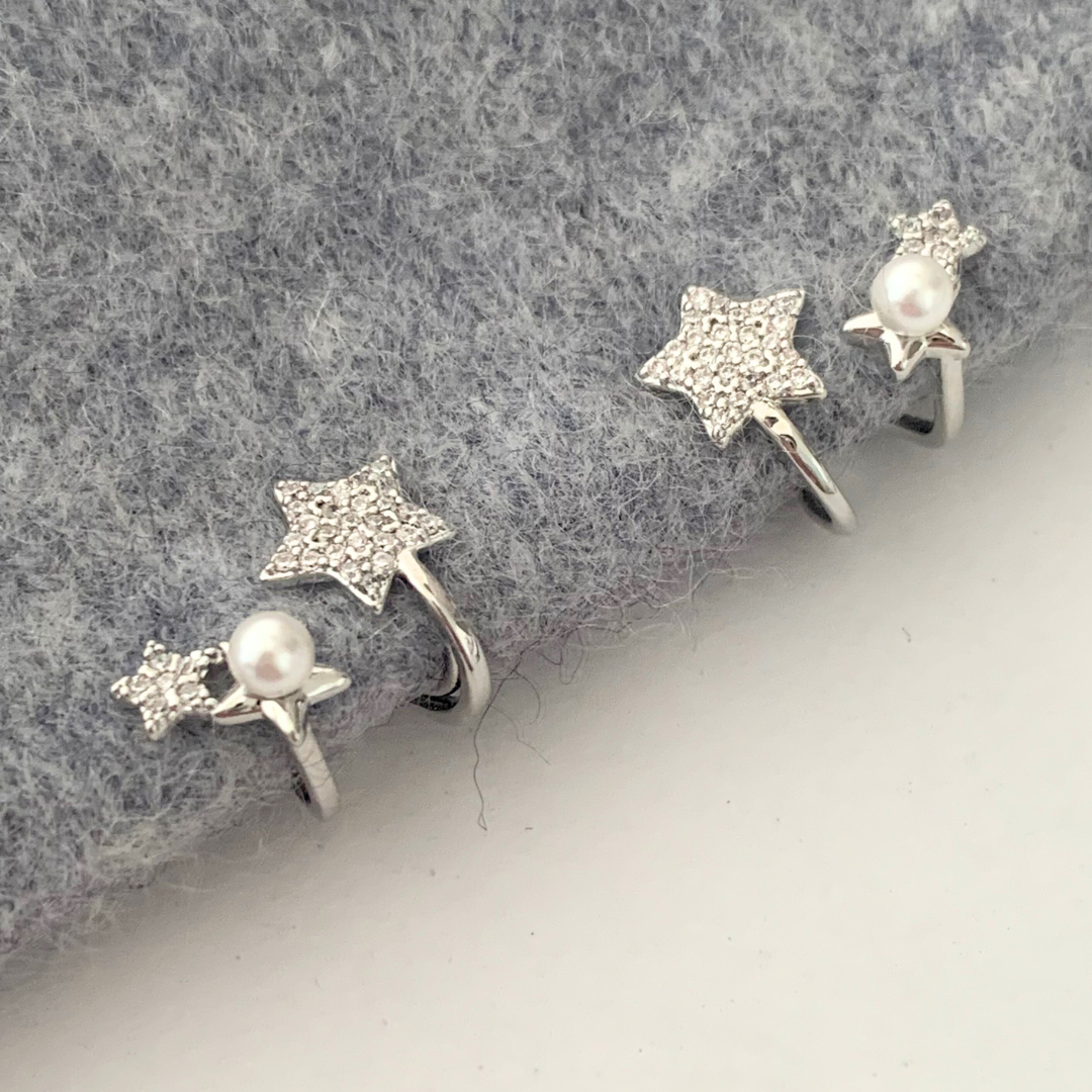 トリプルスターパールイヤリング【ノンホール（フラットタイプ）】