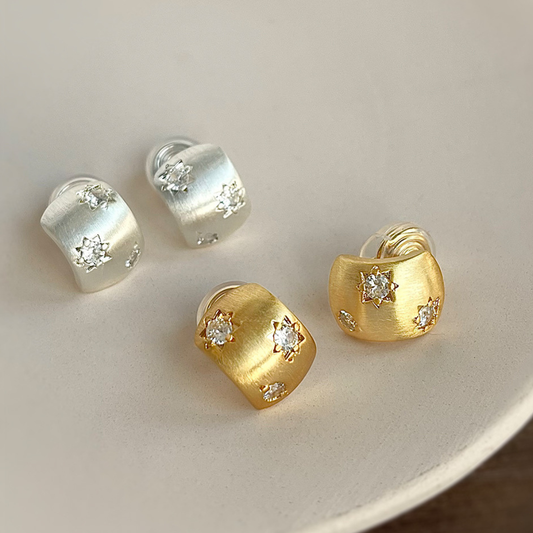 【予約販売｜10/30(木)〜発送】スターマットフープイヤリング【ノンホール(スプリングタイプ)】