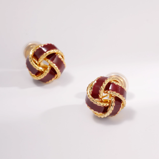 【新作｜12/14(日)〜】ツイストノットエナメルイヤリング【ノンホール（フラットタイプ）】