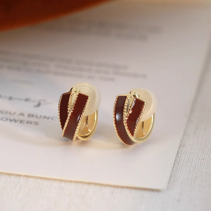 【新作｜12/14(日)〜】ワインレッドクロスイヤリング【ノンホール（フラットタイプ）】