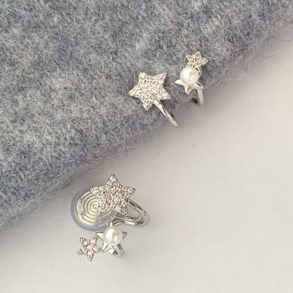 トリプルスターパールイヤリング【ノンホール（フラットタイプ）】