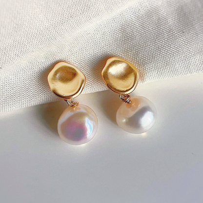 【予約販売｜10/30(木)〜発送】ニュアンスプレート＆バロックパール イヤリング【ノンホール(スプリングタイプ)】