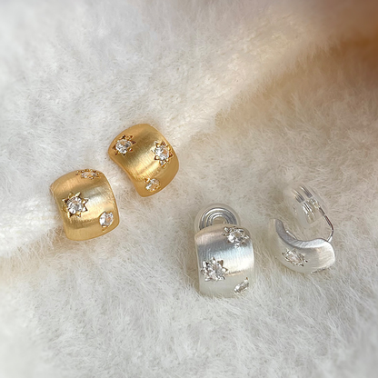 【予約販売｜10/30(木)〜発送】スターマットフープイヤリング【ノンホール(スプリングタイプ)】