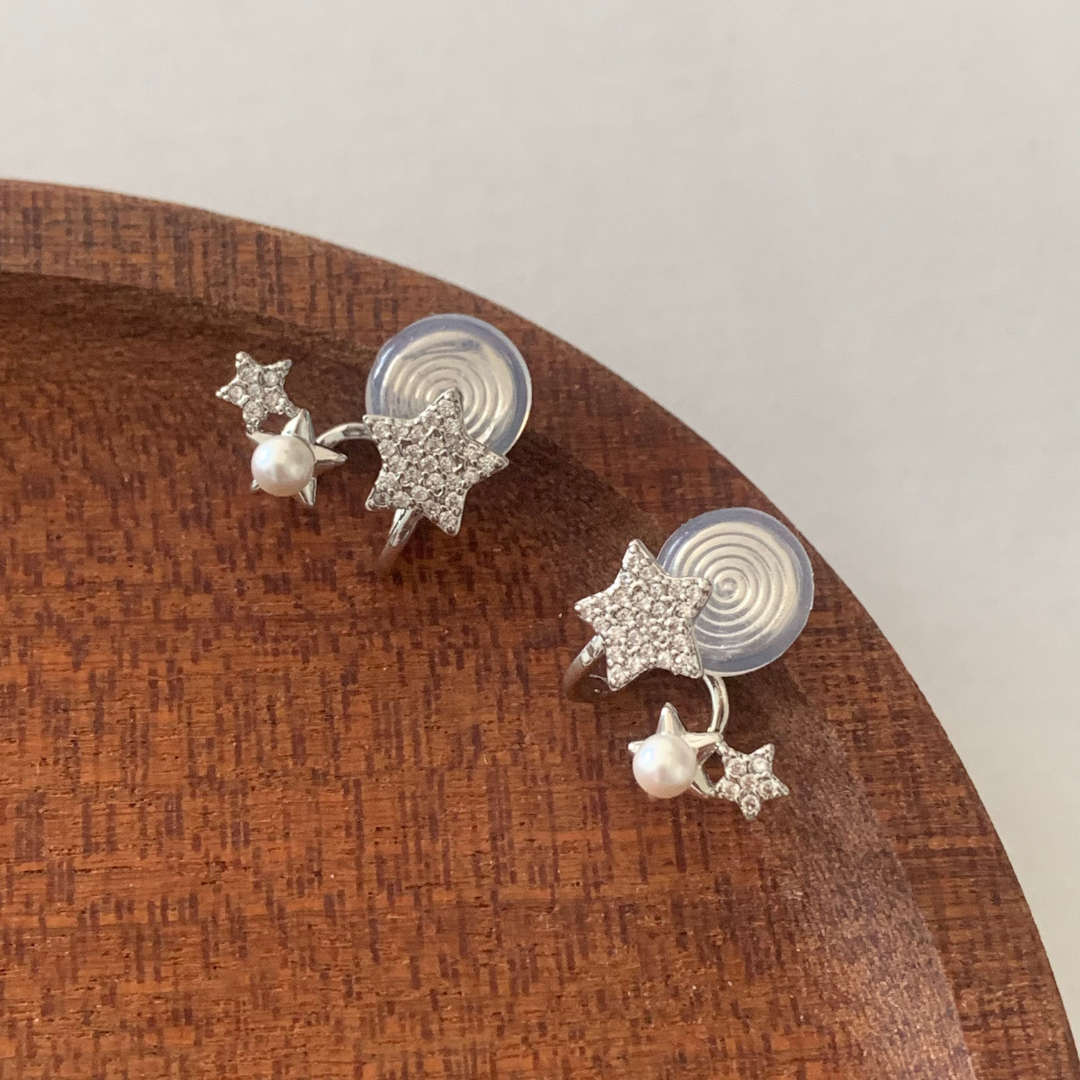 トリプルスターパールイヤリング【ノンホール（フラットタイプ）】