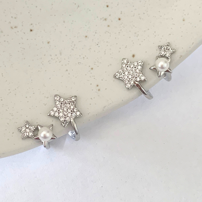 トリプルスターパールイヤリング【ノンホール（フラットタイプ）】