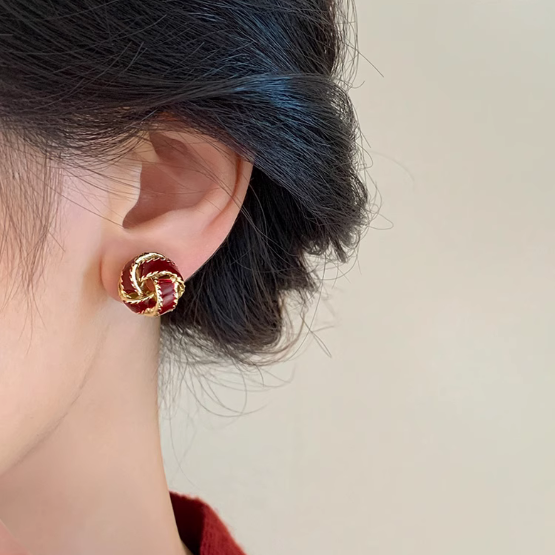 【新作｜12/14(日)〜】ツイストノットエナメルイヤリング【ノンホール（フラットタイプ）】